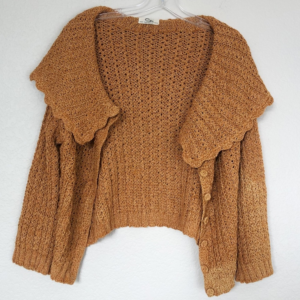 Sakri Vintage Hand-Knitted Mustard Yellow Oversized Cropped Sweater S/M